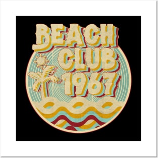 vintage retro beach club 70s 1967 with spirale turqoise Posters and Art